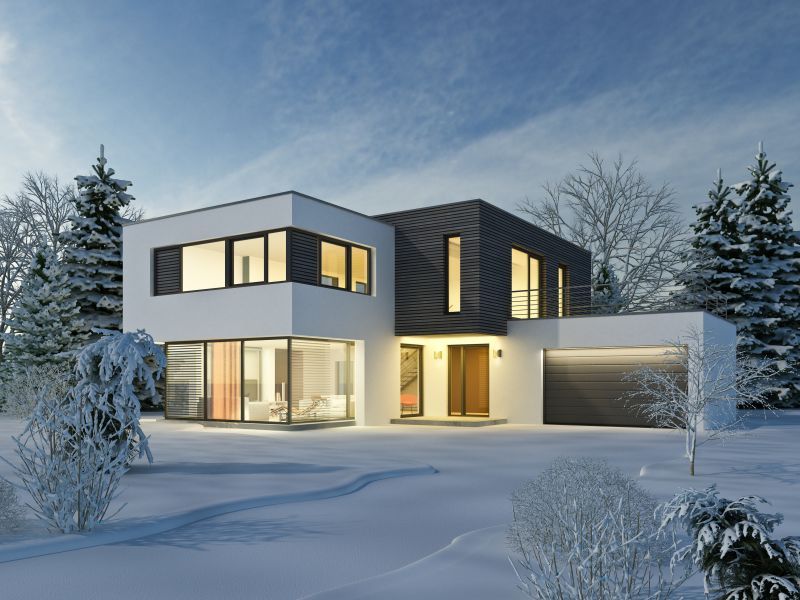 Modernes Wohnhaus im Winter